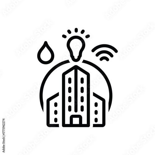 Black line icon for facility