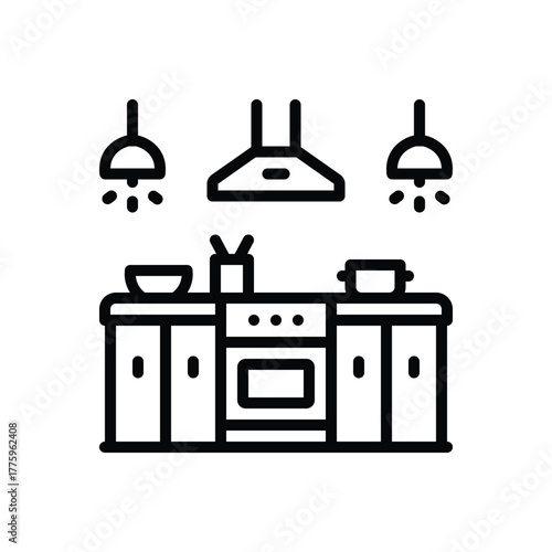 Black line icon for gourmet kitchen