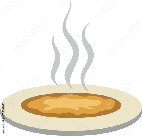 Steaming hot salted egg vector graphic showing a cross section with a rich orange yolk