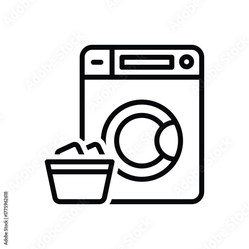 Black line icon for laundry facilities