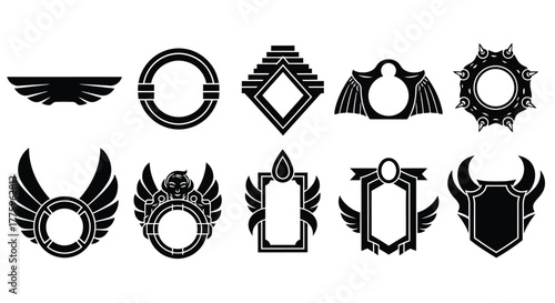 Vector heraldic elements design collection for logo and badge design