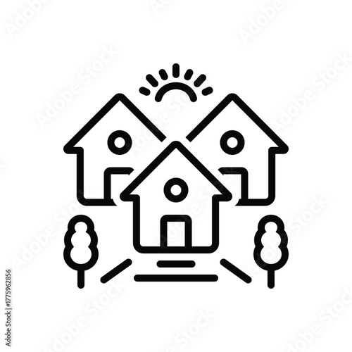 Black line icon for neighborhood