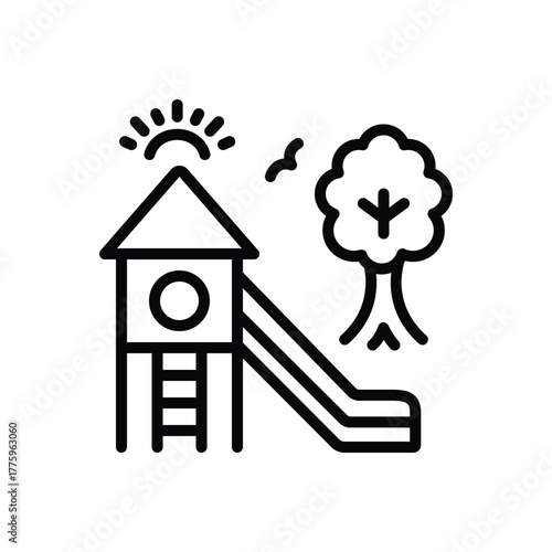 Black line icon for recreational amenities