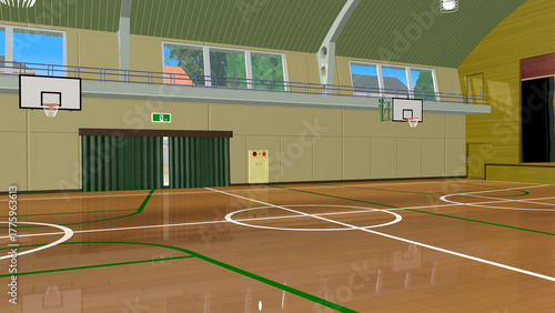 アニメーションの背景に最適な『体育館の内部』
アニメーションに合わせて多種多様のアングルを準備しました。