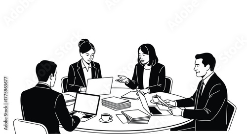 Business meeting illustration teamwork discussion conference vector
