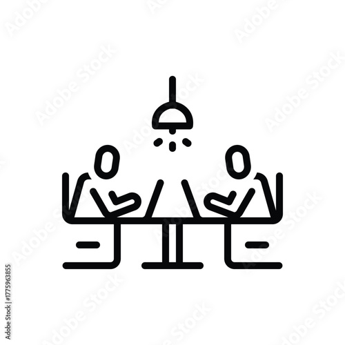 Black line icon for co working spaces