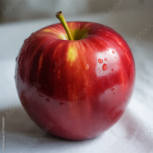 Fresh red apple with water droplets a healthy and juicy fruit isolated on white background