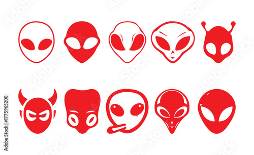 Red Alien Face Icon Vector Illustration Eps 10