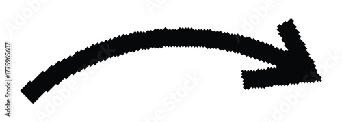 pixelated curved arrow. transparent vector