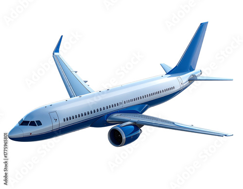 Modern airplane in flight, Isolated on transparent or white, Cut out