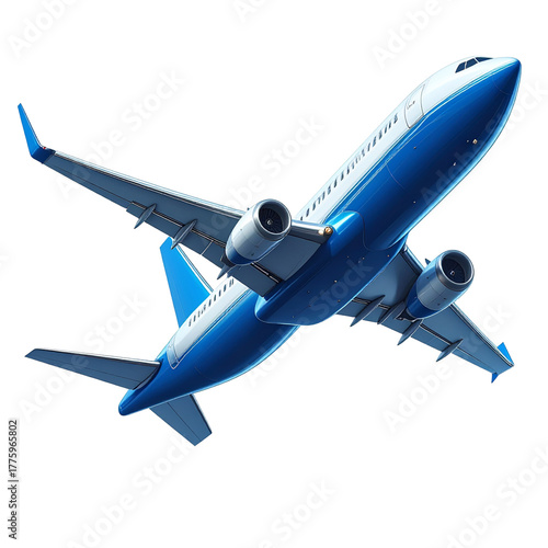 Modern airplane in flight, Isolated on transparent or white, Cut out