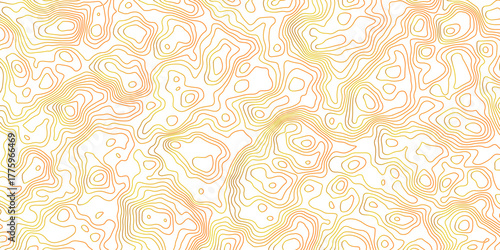 Vibrant contour line art resembling topographic maps, blending orange and yellow gradients. The abstract organic shapes evoke natural movement, energy, and complexity. A modern,