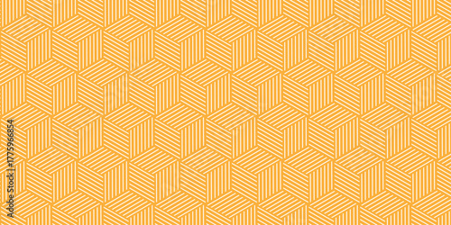 seamless pattern with yellow stripes line creative web hexagon type grid square repeat overlap triangle textile background.	
