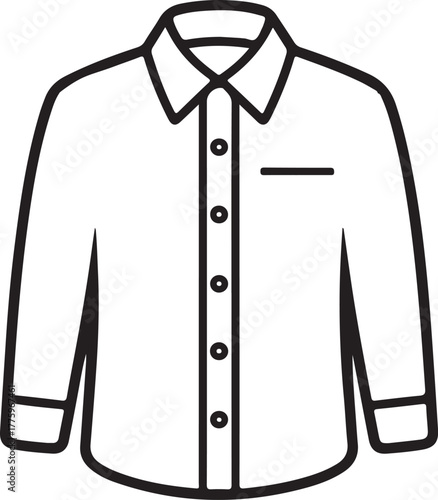 Simple outline drawing of a classic long sleeve collared shirt