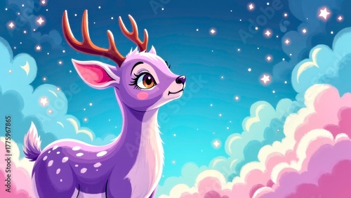 Manga style deer illustration scene