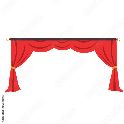 Minimalist red curtain with clean folds and black rod, ideal for modern, bold, or minimalist interior design.
