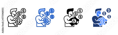 Savings icon set multiple style collection