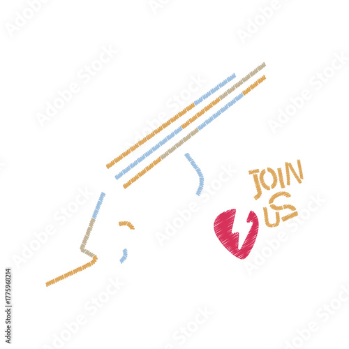 Colorful pencil drawing of a heart for art and education