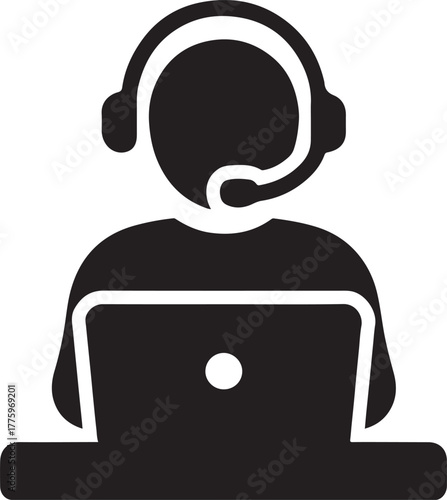 Tech support computer icon representing customer assistance and IT help service, modern vector.