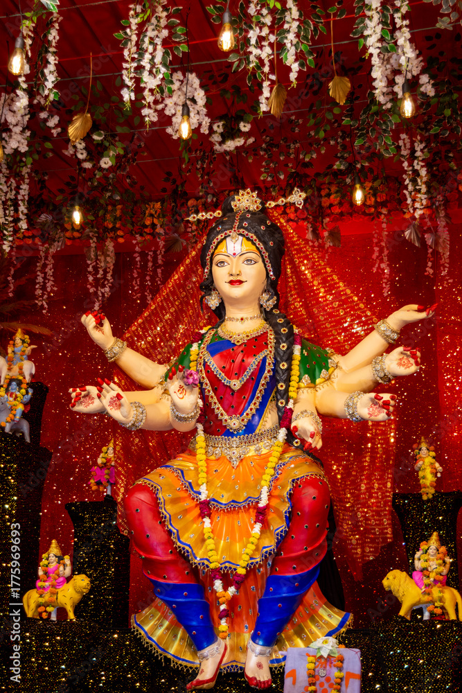 Fototapeta premium Goddess durga idol at navratri festival celebration