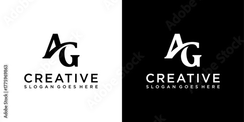 AG or GA initial letter logo design vector