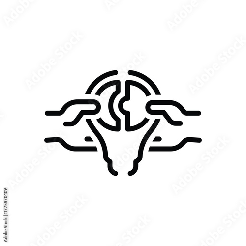 Black line icon for joint collaboration