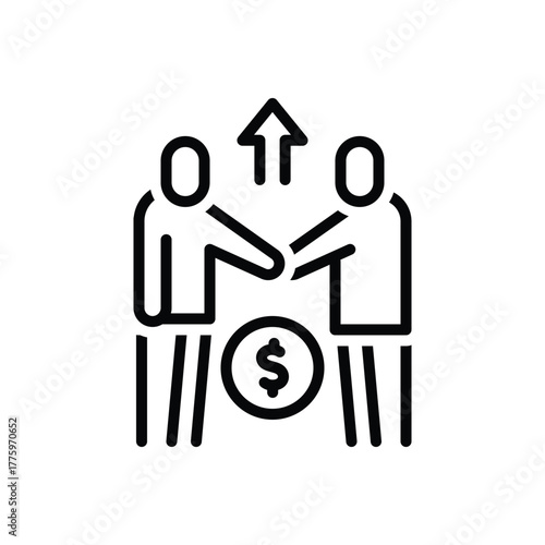 Black line icon for mutual benefit