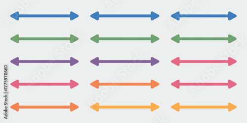 Straight Arrow Vector Collection – Basic Arrows with Multiple Tip Designs, Left, Right, and Double-Tipped for Illustration, Navigation, and Graphic Design
