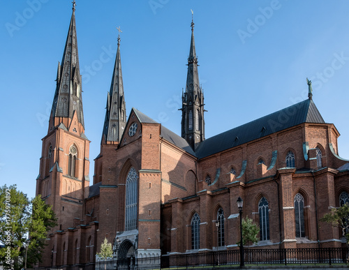 Uppsala, Sweden – View of the Uppsala Cathedral, the tallest church in Scandinavia and a major landmark dominating the skyline of the historic university city.