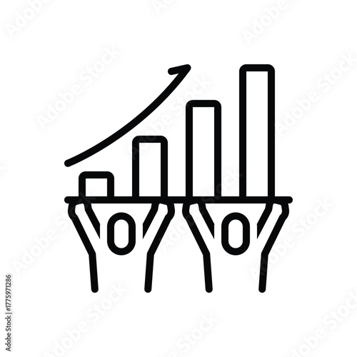 Black line icon for collaborative growth