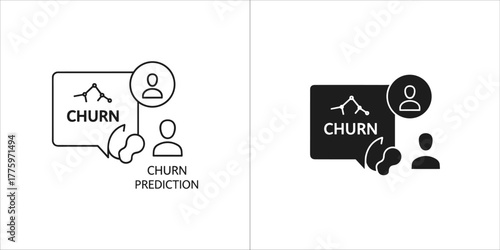 Customer churn prediction icon, customer loss analysis and retention strategy