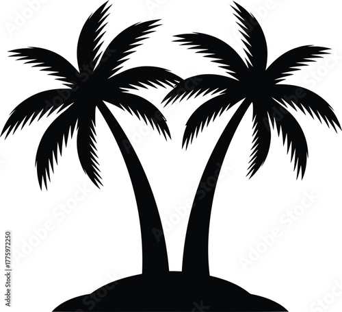Tropical Palm Tree Silhouette Vector Illustration for Summer
