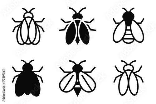 Cicada logo design set featuring insect icons, harmonious emblem variations, ideal for branding, business identity, product packaging, website graphics, social media, and print materials.