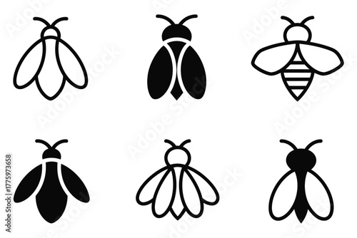 Cicada logo design set featuring insect icons, harmonious emblem variations, ideal for branding, business identity, product packaging, website graphics, social media, and print materials.