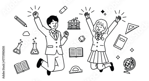 Students celebrating education success back to school achievement joy