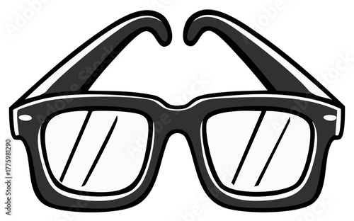 Retro style black thick frame glasses illustration iconic eyewear accessory