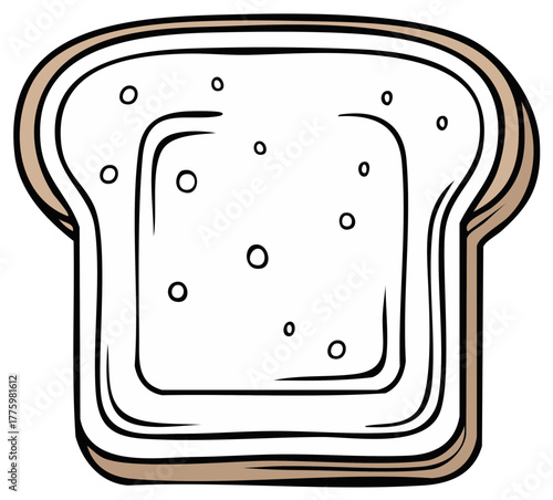 Simple cartoon illustration of a single slice of white bread with crust