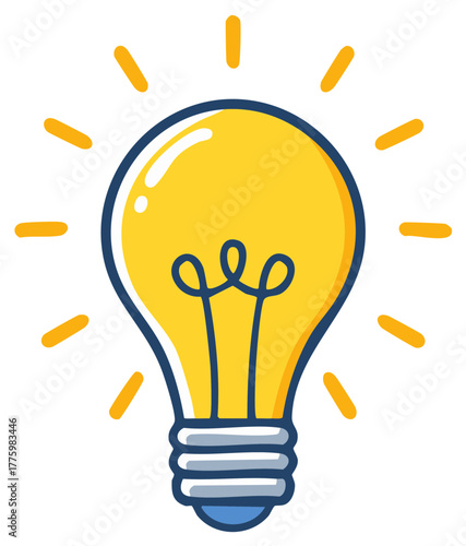 Bright Idea Light Bulb with Light Rays for Business Creativity and Inspiration Concept