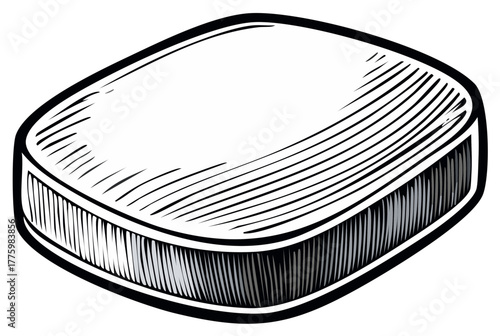 Graphic Ink Illustration: Hockey Puck in Detail - Depicting Sport, Equipment, and Rink Essentials