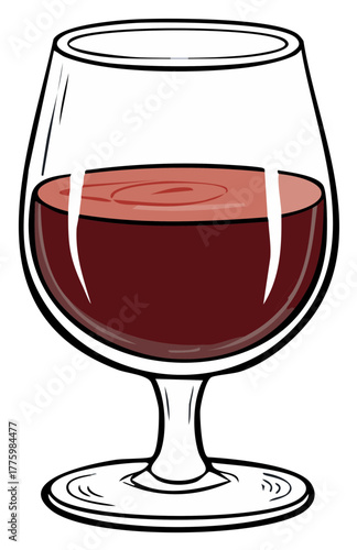 Elegant glass filled with rich red wine offering a drink and spirits enjoyment illustration, graphic art, icon