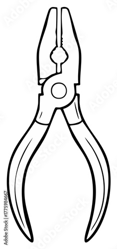 Line Drawing of Open Combination Pliers