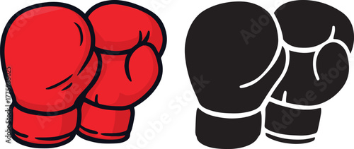 vector illustration of a pair of black and red boxing gloves