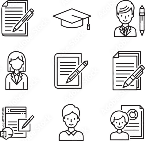 Vector of set of education and writing icons