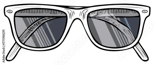 Stylized Sunglasses with Reflected Light Retro Style Accessory Vector Graphic