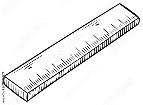 Hand Drawn Ruler Illustration with Measurement Markings for Drafting Design and Engineering