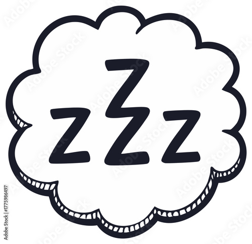 Sleepy cloud with ZZZ signs - dreaming cloud isolated drawing with z's letter inside simple vector