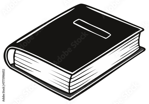 Simple Black Silhouette of a Thick Bound Book Open Pages