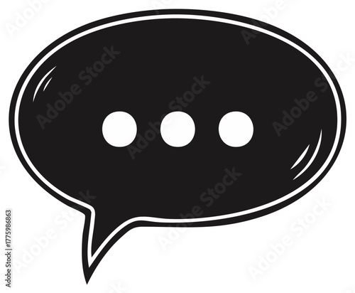 Speech Bubble Graphic with Three Dots for Thinking Representing Message or Conversation