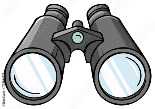 Cartoon Illustration of Binoculars for Wildlife Watching or Birding