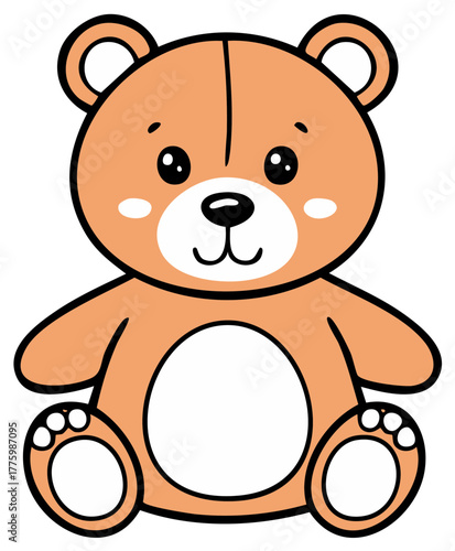 Cartoon bear illustration with a cute design and friendly expression for children